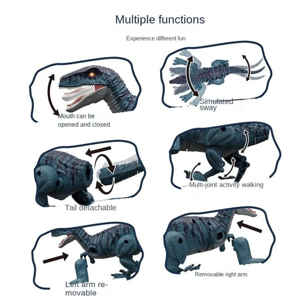 مع ضوء الصوت التحكم عن بعد ديناصور اللعب 2.4 جيجا هرتز روبوت متعدد الوظائف RC المشي ديناصور اللعب محاكاة كبيرة فيلوسيرابتور