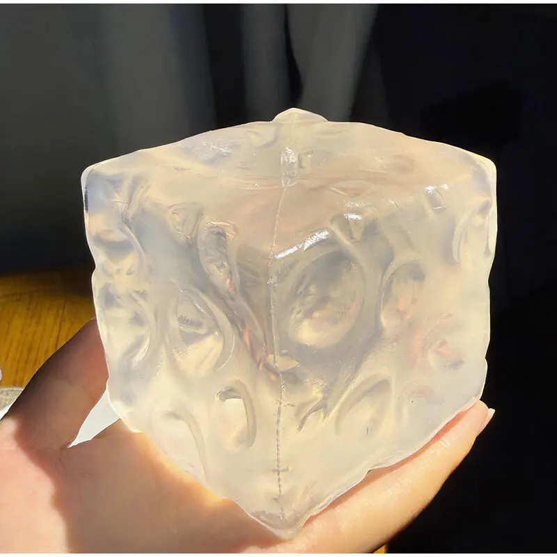 Transparenter Käse-Squishy-Stresskiller, mit Vaseline gefüllt, langsam aufsteigend, sensorisches Fidget-Soft-Dekompressions-Gadget für den Schreibtisch, 7,5 cm – Detail 8