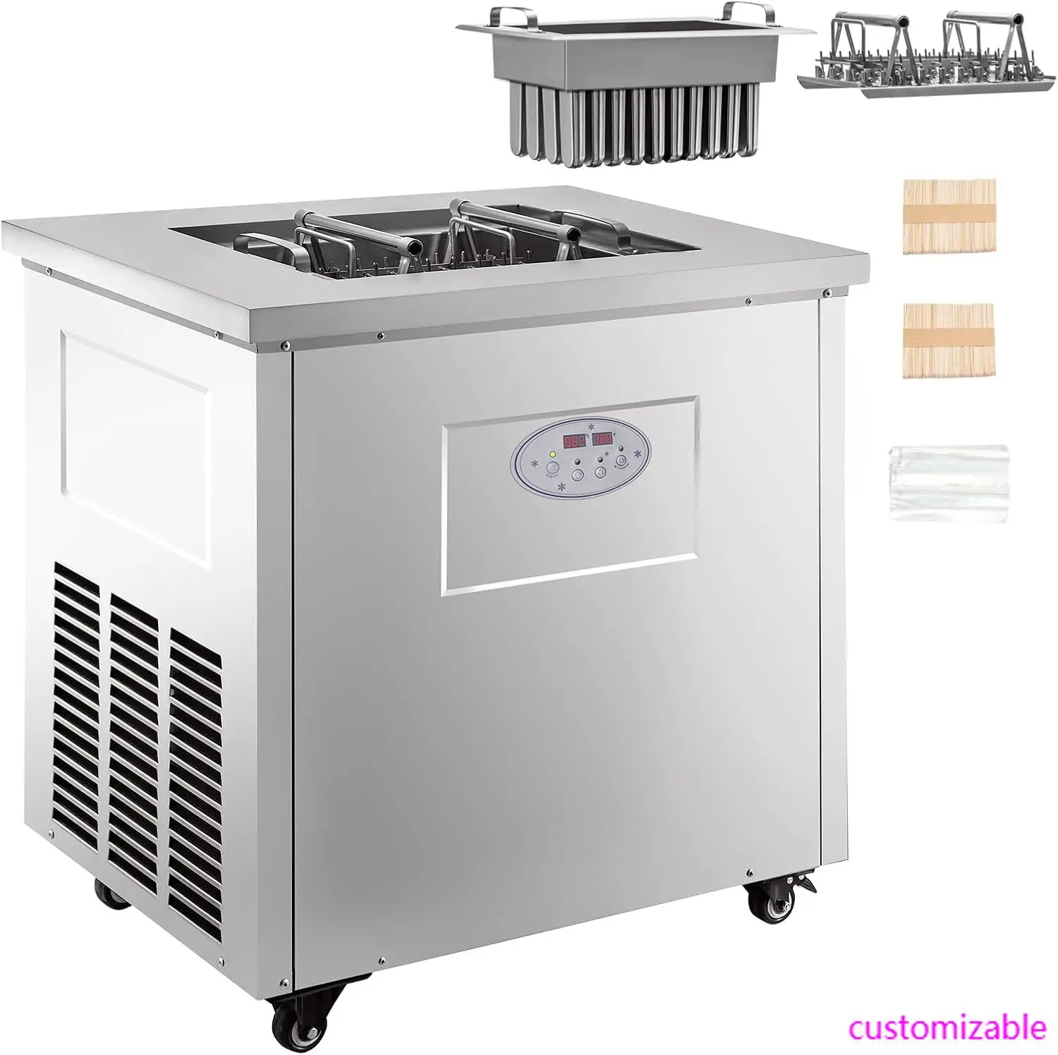 

Commercial Popsicle Machine Single Model Set Commercial Ice Pop Machine 40 Pcs Ice Lolly Making Machine Stainless Steel Popsicle