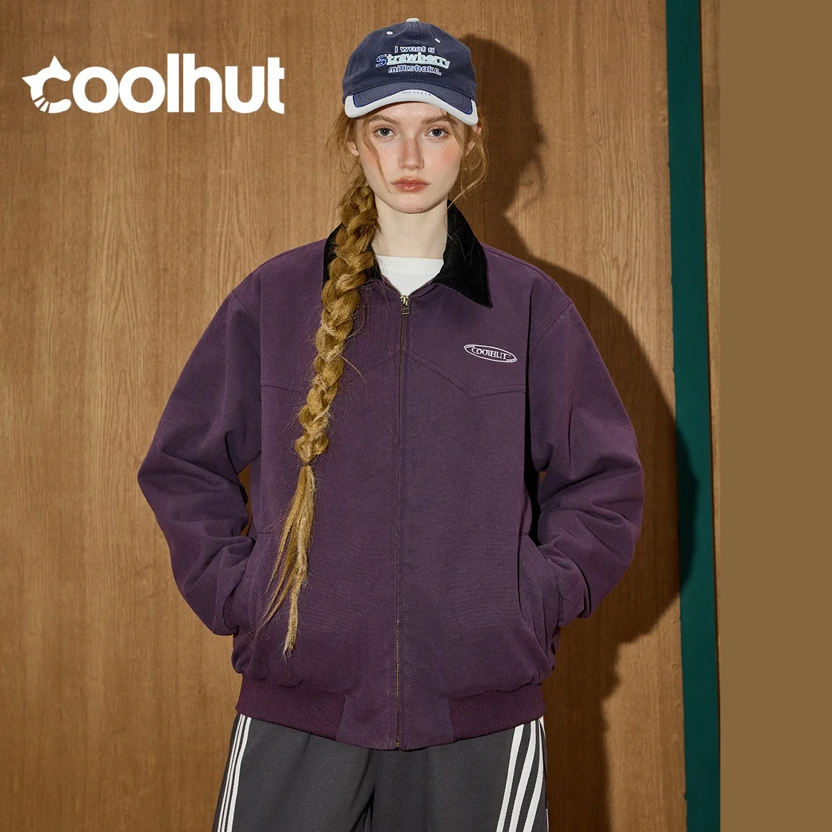 

COOLHUT New Workwear Vintage Jacket Quilted Lined Stand Collar Coat Relaxed Fit Utility Chic Heritage Inspired Women's Outerwear