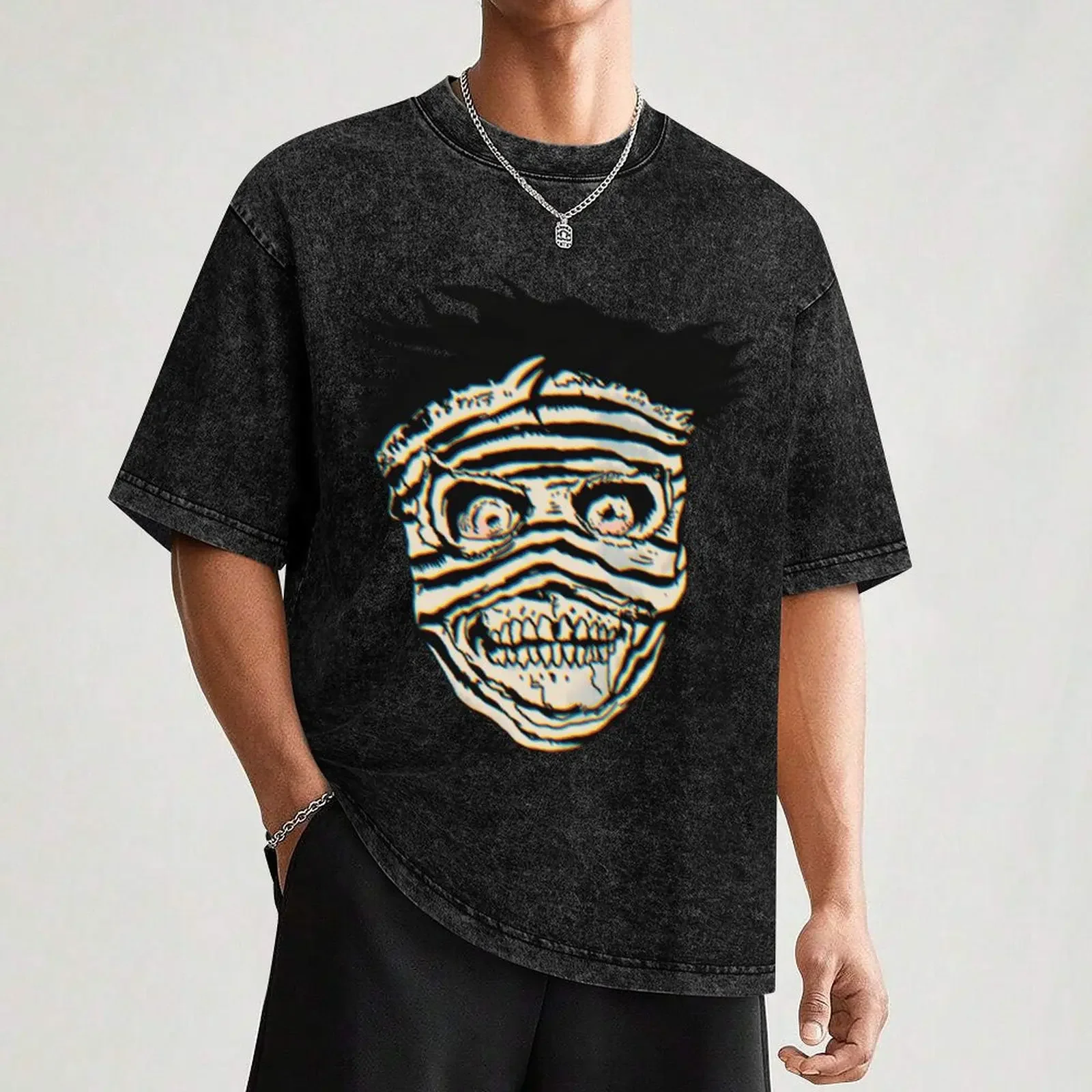 تي شيرت Mongo Fink تي شيرت شخصيات الرسوم المتحركة للأولاد باللون الأبيض للرجال تي شيرت عادي #3