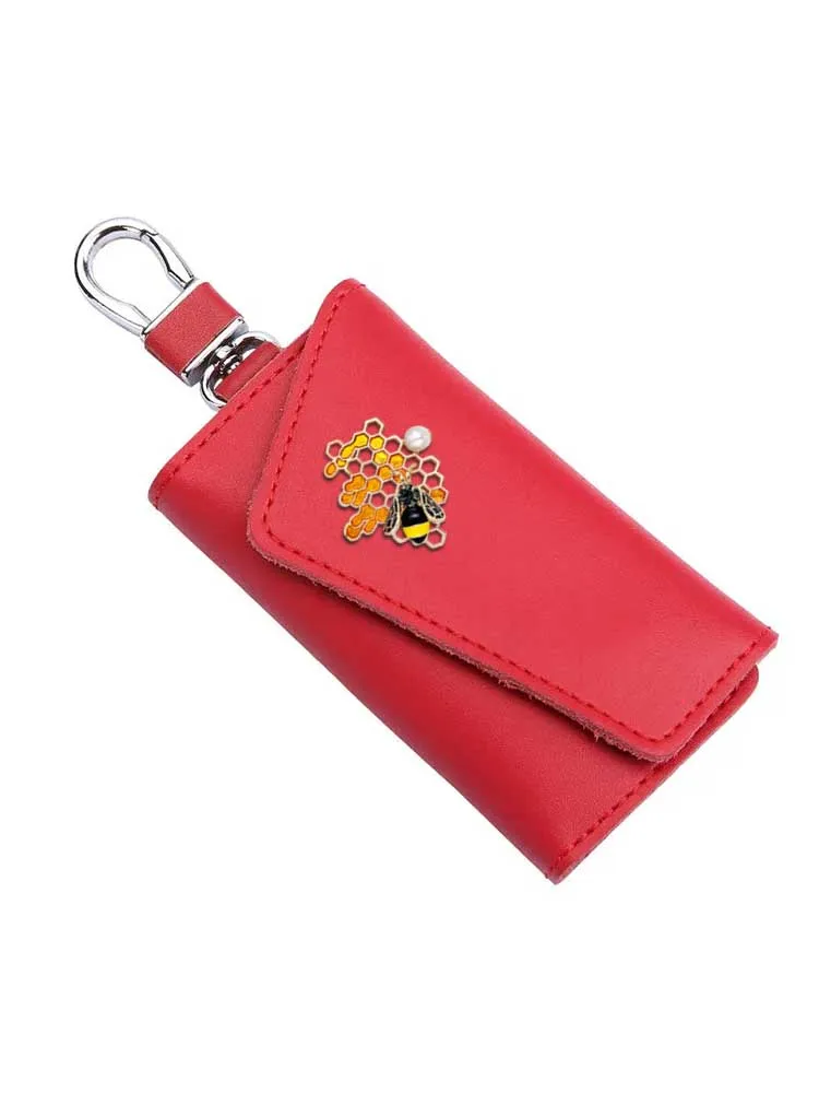 Portable Key Wallets Multifunctional PU Design Realist Gold Crystal Decor Dangle