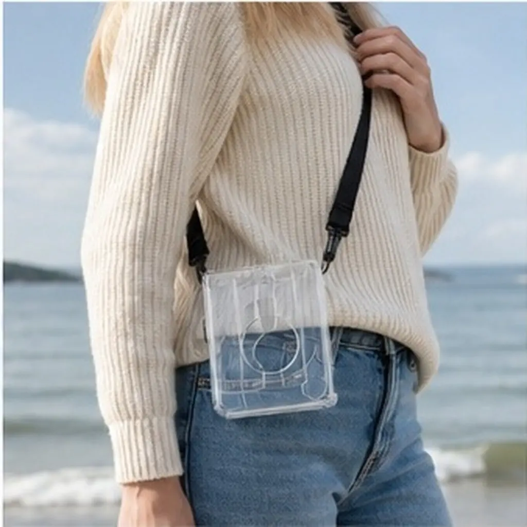 Small Clear Camera Protective Case Scratch Resistant Shockproof Portable Instant Camera Bag Shoulder Strap Compatible with
