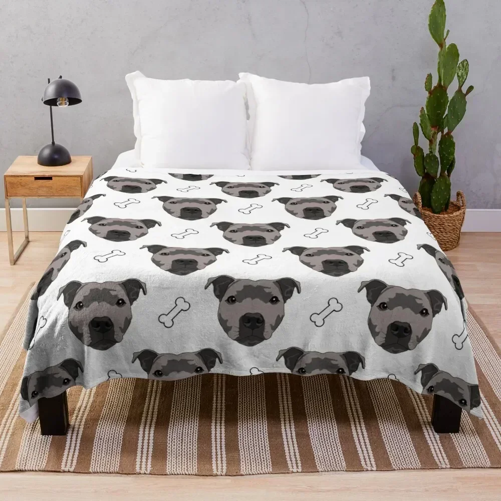 Flo The Staffie Throw Blanket All Season Lightweight Soft Blanket for Bed
