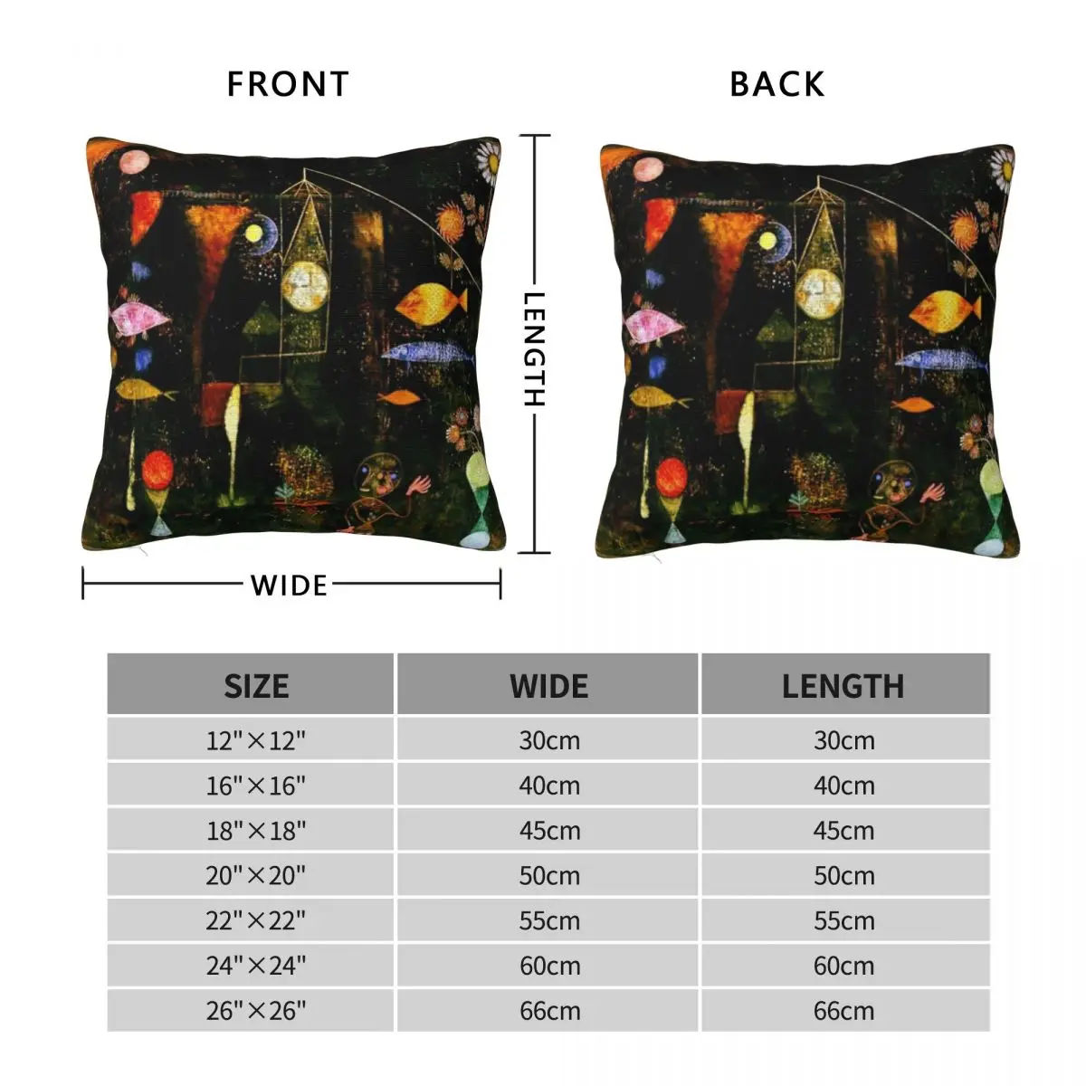 Paul Klee Fish Magic Pillowcase Polyester Linen Velvet Printed Zip Decor Throw Pillow Case Sofa Seater Cushion Cover