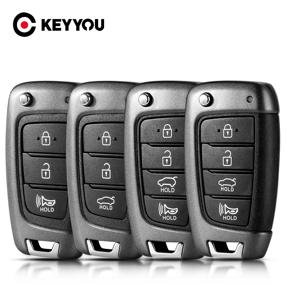 KEYYOU 1PCS New Folding Flip Smart Car Key Fob For HYUNDAI Tucson Elantra Accent Solaris Kona Verna 2017+