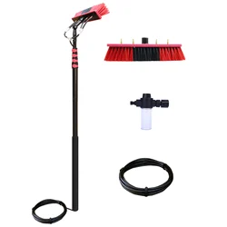 20 FT Water Fed Pole Window Cleaning System Brush with Soap Dispenser for Solar Panel Kit 6 Meters High Reach Washing Tool