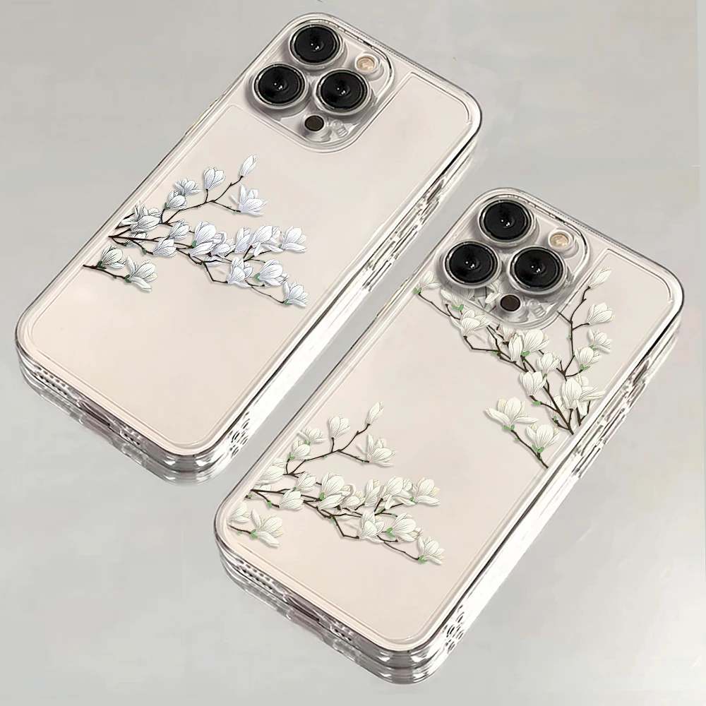 White cherry blossoms Phone Case For Samsung A57 A07 A36 A26 A56 A16 A06 A55 A35 A25 A15 A05 A54 A34 A24 A14 A13 A53 Clear Back