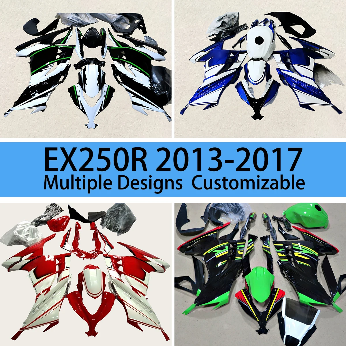 Motorcycle Accessories Fairings NINJA 300 2013 2014 2015 2016 2017 Fairing Set Free Custom Injection Kit for KAWASAKI EX300R