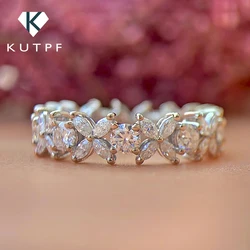 Stackable Full Moissanite Eternity Band Wedding Rings for Women S925 Silver Marquise/Round Cut Diamond Engagement RingCertified