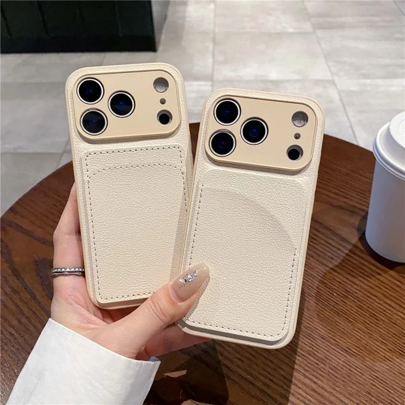 

luxury Leather Multi functional Card Holder Wallet Phone Case For iPhone 11 12 13 14 15 16 17 Pro Max Plus Lens Protect Cover﻿