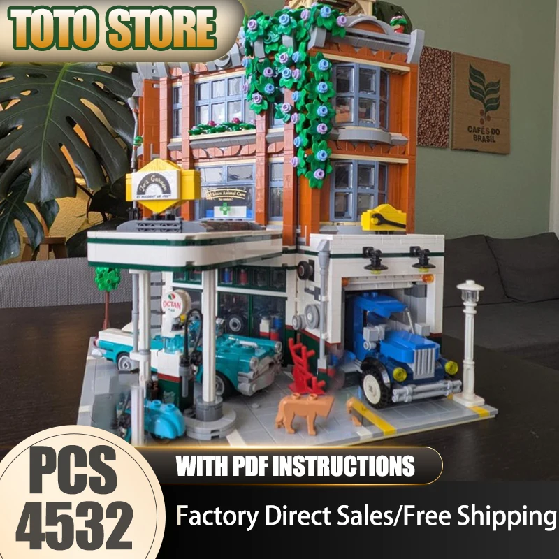 

Модель City Street View Moc Building Bricks Модульная (угловая) Модель гаража Технология Модульные блоки Рождественский набор DIY Игрушки Подарки