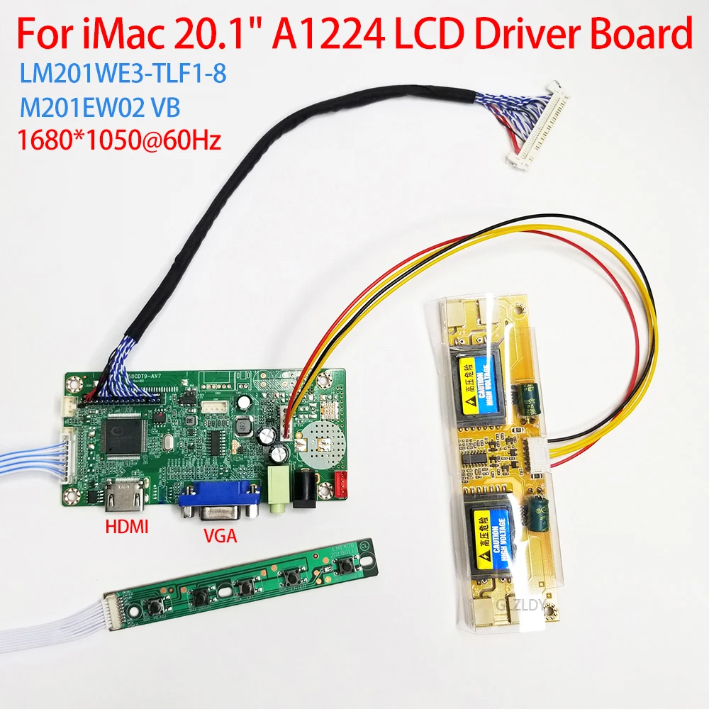 

For iMac 20.1" A1224 LCD LM201WE3-TLF5 TLF1-8 M201EW02 VB Driver Board HDMI+VGA Monitor 4pcs CCFL Inverter Controller Board