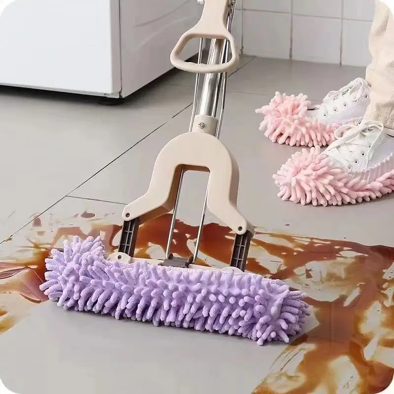 Multifunction Floor Dust Cleaning Slippers Shoes Lazy Mopping Shoes Home Bathroom Foot Socks Mop Caps Chenille Cleaning Shoes