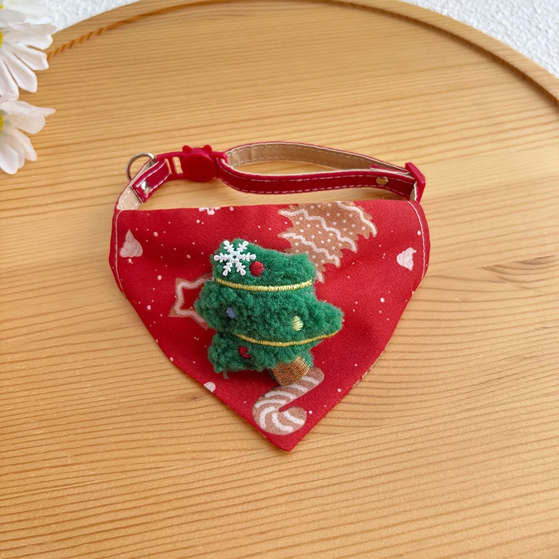 Modisches Weihnachts-Halstuch für Haustiere, verstellbares dreieckiges Halstuch, Speicheltuch für Hunde und Katzen, Halstuch mit Ring, Zubehör – Detail 8