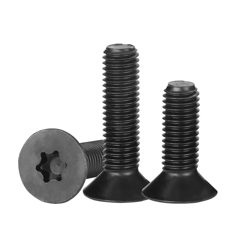 2-50pcs/lot Flat Countersunk Screw Six Lobe Bolt Machine screw M2 M2.5 M3 M4 M5 M6 Black carbon steel Torx Head