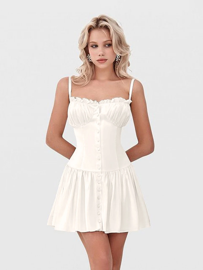 

Marthaqiqi Elegant Women'S Pajamas Spaghetti Strap Sleepwear Slash Neck Nightie Backless Nightwear Mini Dress Ladies Nightgowns