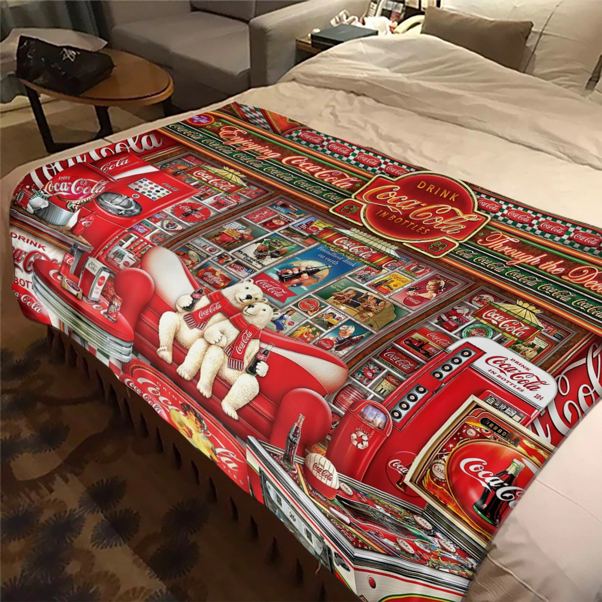 C-Coca Cola  printed blanket fashion flannel blanket comfortable lazy sofa blanket super soft bed sheet mattress