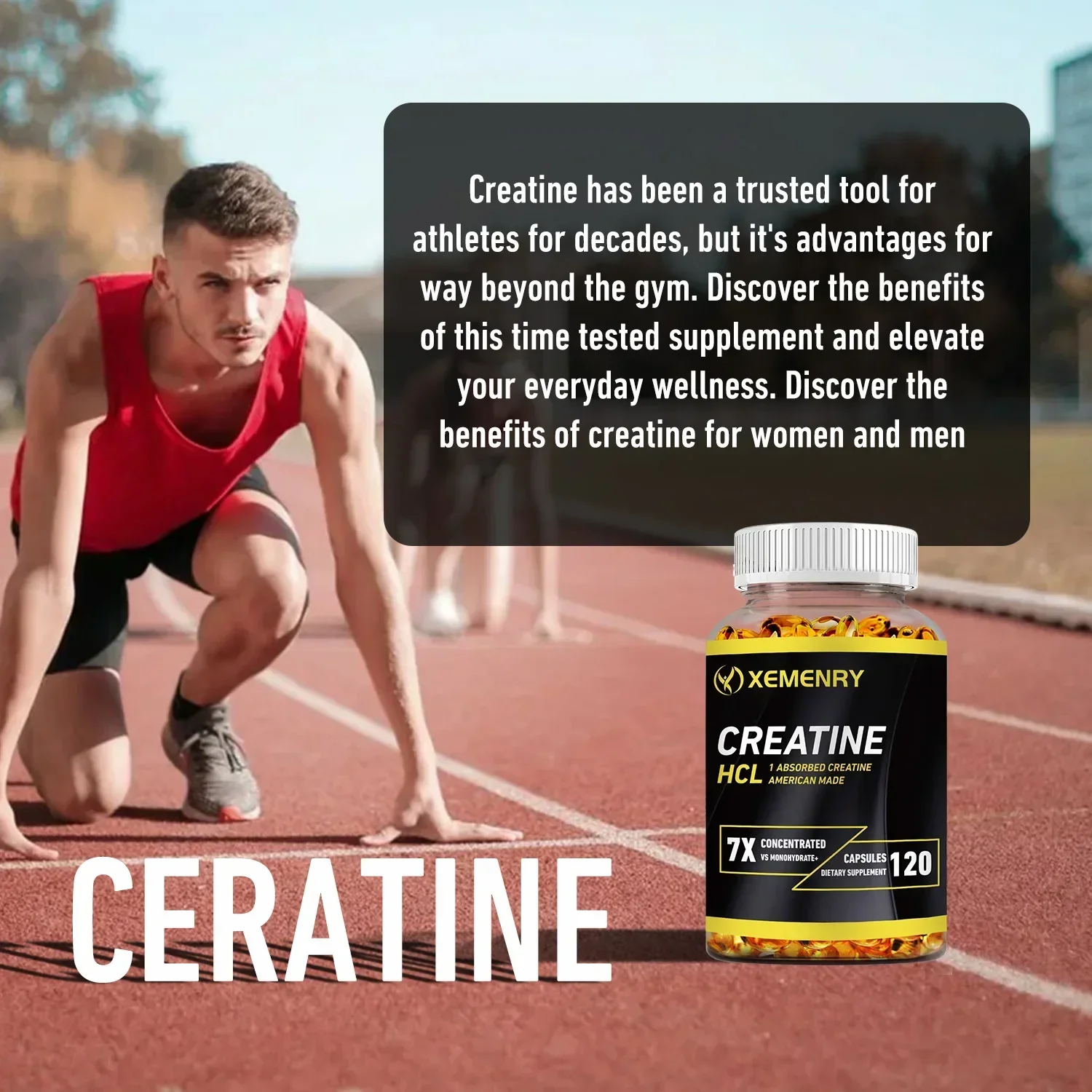 Creatine HCl - Boost Muscle Strength and Energy Support Muscle Growth, Endurance, Enhances Immunity