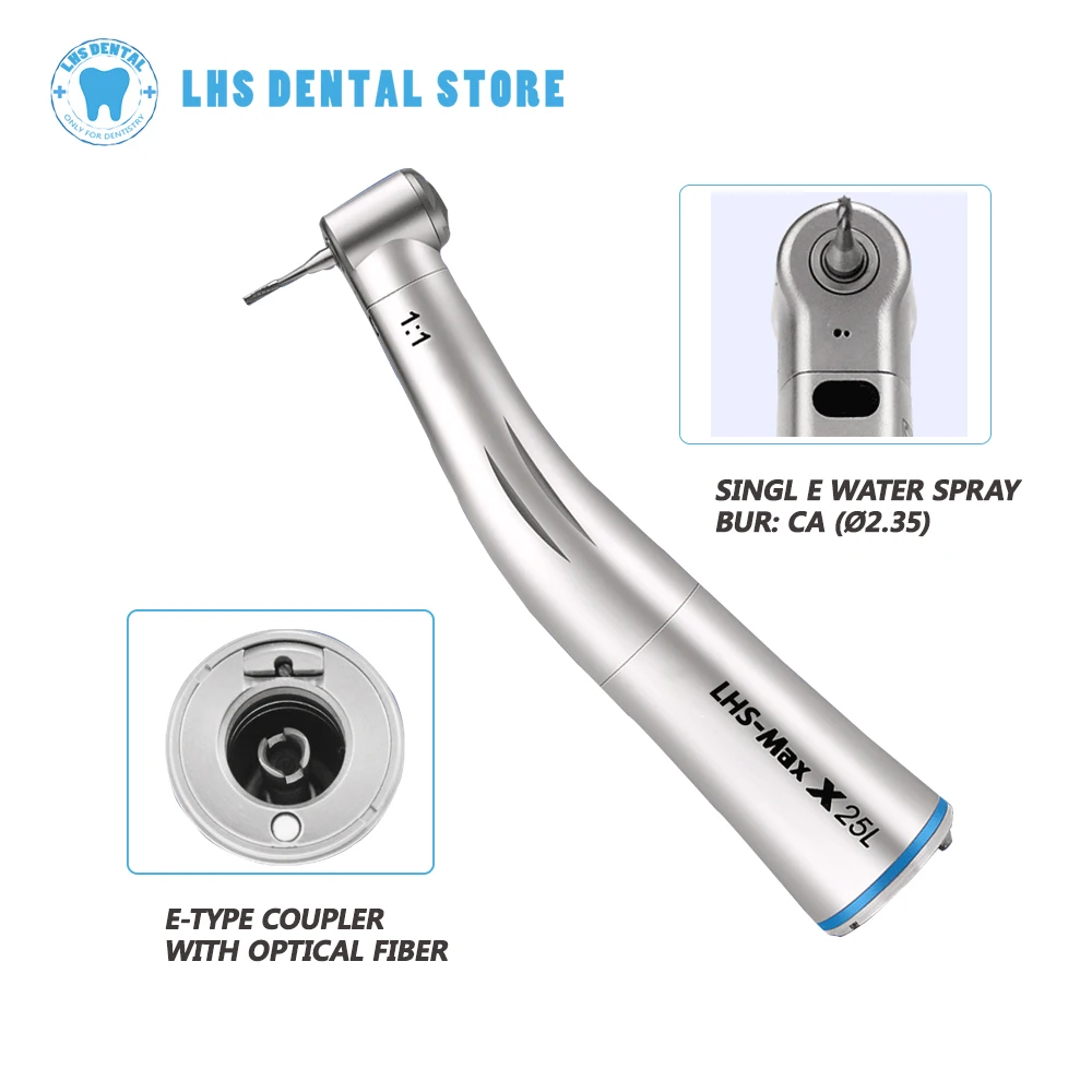 Dental Contra Angle Handpiece with Optic Fiber, Low Speed, Dentist Tools, 1:1, 4:1, 1:5 Multiple models