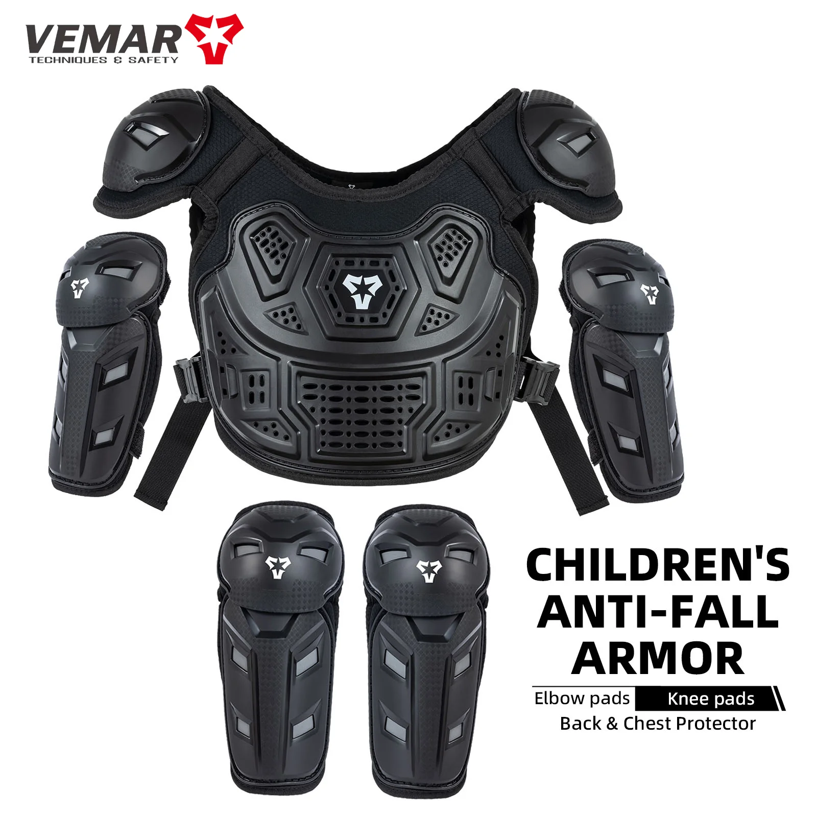 سترة درع الدراجة النارية للأطفال من VEMAR سترة موتوكروس مع كوع واقي ووسادات للركبة درع كامل للأطفال لركوب الدراجات الجبلية ATV #2