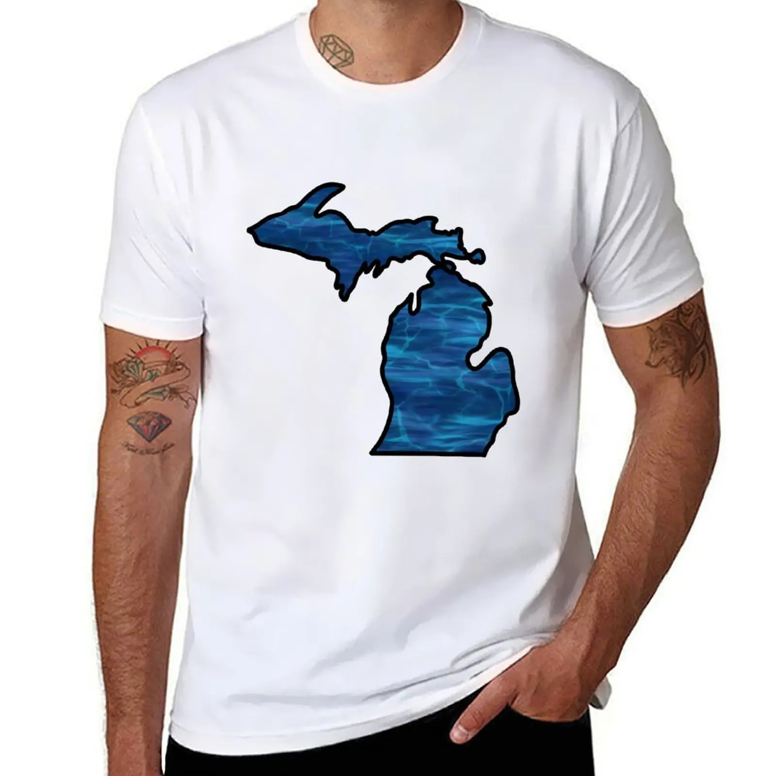 

Michigan Pour Paint: Light Water T-Shirt man t shirt designer t shirt for man T-Shirt