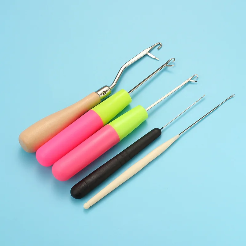 5Pcs/Set Latch Hook Crochet Needle Kit Dreadlocks Knitting Hair Extensions Styling Tool For Braiding Weave Wig Craft with Tongue