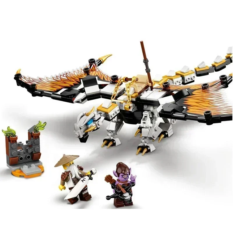 MOC NINJA Serie Bausteine Drachen-Mecha-Kloster-Auto-Set Spielzeug für Geburtstags- und Weihnachtsgeschenke
