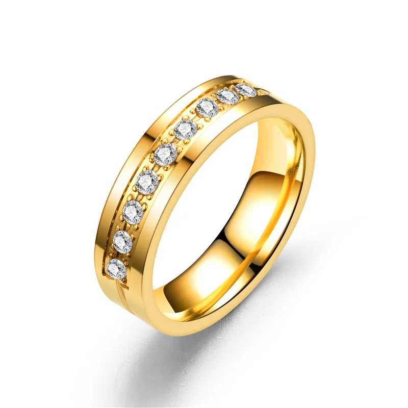 Trendy Wedding Bands Rings for Women Men Love Gift Gold-color Stainless Steel Promise Couple Jewelry