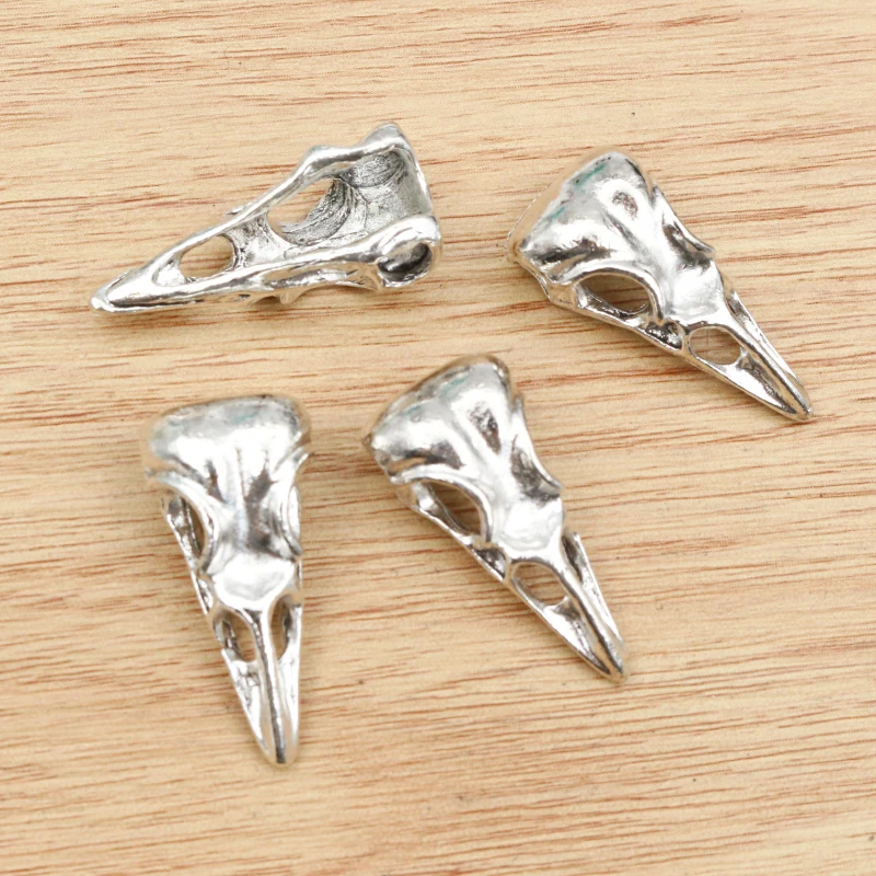 4pcs 32x14mm Antique Silver Plated Hollow Sharp Mouth Skull Handmade Charms Pendant:DIY for bracelet necklace