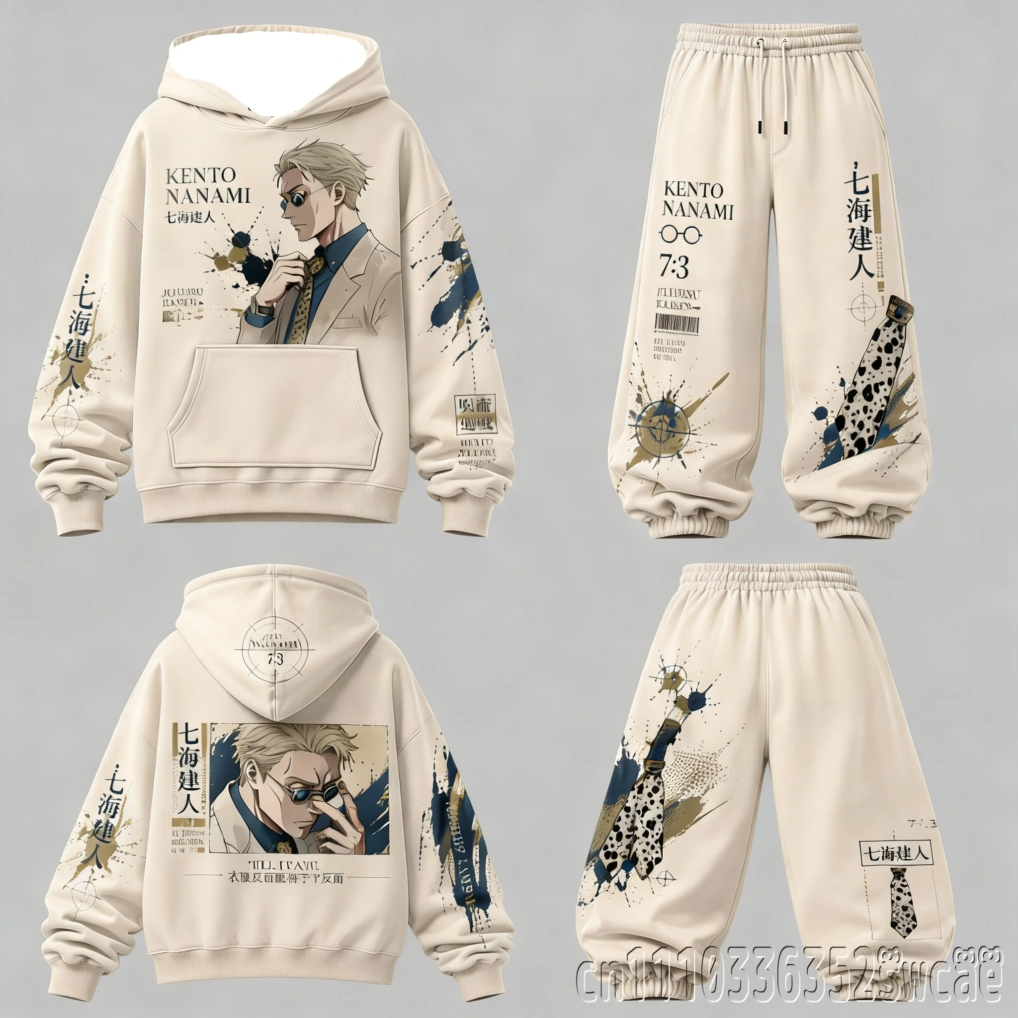 Jujutsu Kaisen Anime Color Contrast Hoodie Sweatshirt Pants Set Unisex  Autumn Winter Two Pieces Streetwear TracksuitFamily Kids