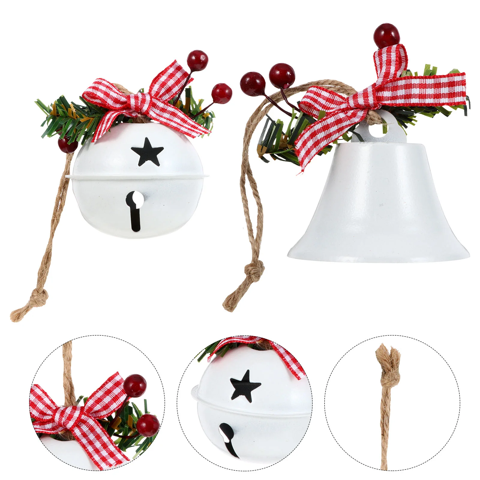 

2 Pcs Christmas Bells Metal Doorbell Holiday Pendant Decoration Hanging Decorations Adornments Tree for Crafts