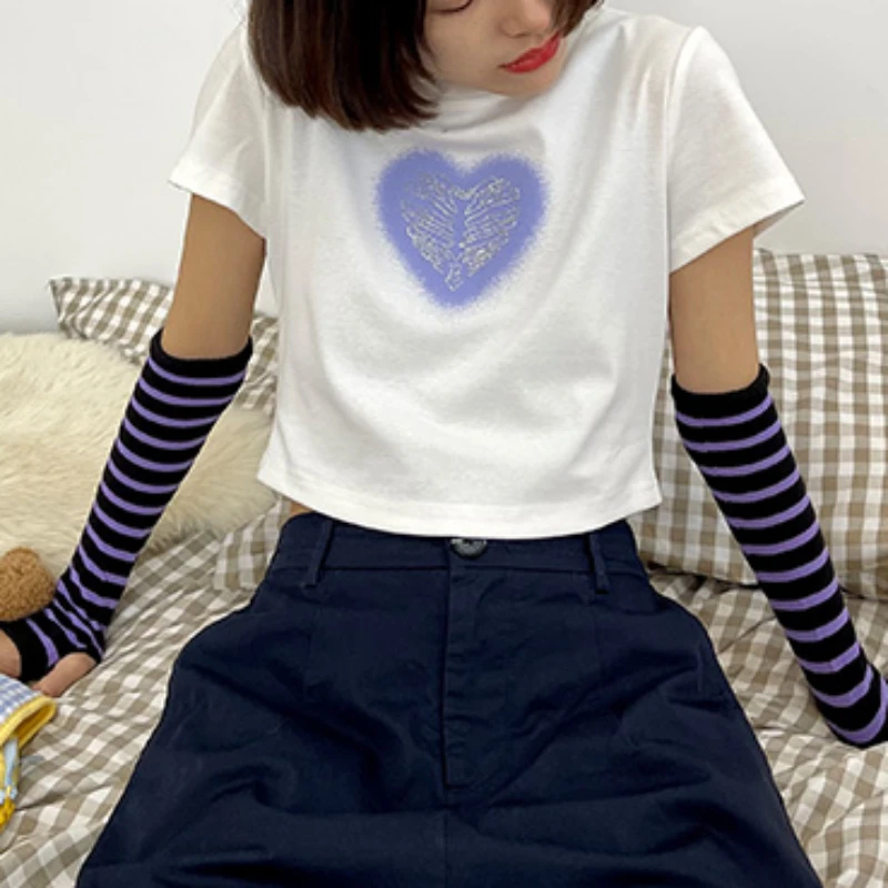 Simple Tees Women Hotsweet Japanese Style Leisure Fashion Youthful Vitality Elegant All-match Retro Slim Stretchy Solid Harajuku