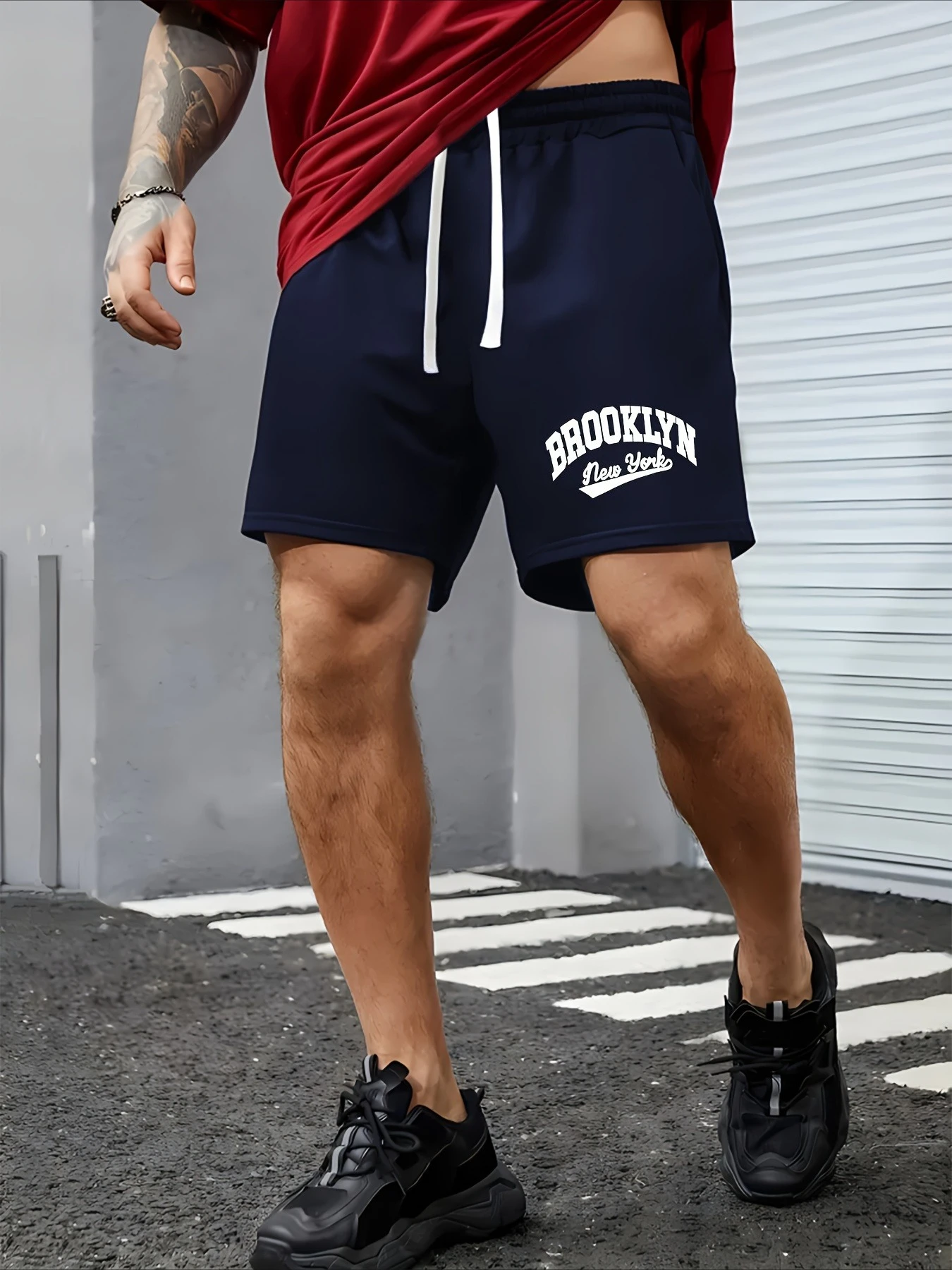 Men's Stylish and Versatile Letter Print Casual Shorts Loose Fit Elastic Waistband with Drawstring Suitable for Everyday Wear