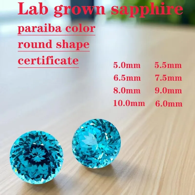 Par-Round Shape Paraiba Lab Grown Sapphire VVS1 AGL Certificate Natural Color The Charms of Jewelry Making Factory Wholesale Pri