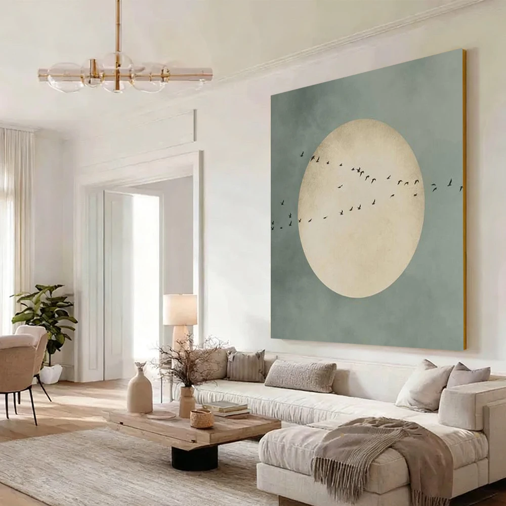 

Hand-Painted Abstract Oil Painting Modern Canvas Home Decor Wall Painting Floral Bedroom Room Decor Retro White Floral Wall Art