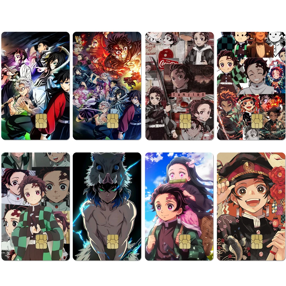 Аниме наклейки для кредитных карт Demon Slayer Infinity Castle Kibutsuji Muzan фильм кожный чехол дебетовое переднее украшение банк наклейки