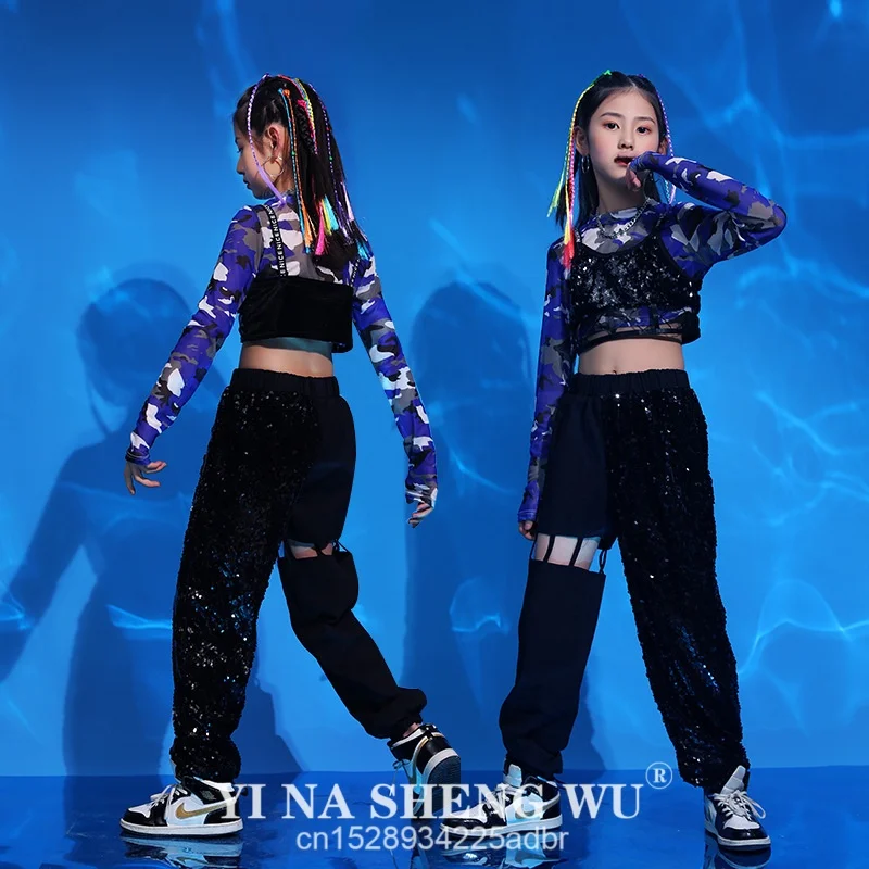 Girls' Jazz Dance Costume Children's Hip-hop Dance Suit Model Walk Show Stage Sequential Costume African Drum Show Costume