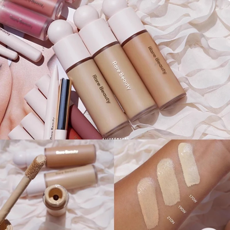 Rara beleza luz de toque sedoso shimmer iluminador em pó blush espelho à prova dlong água longa duração contorno natural maquiagem cosméticos