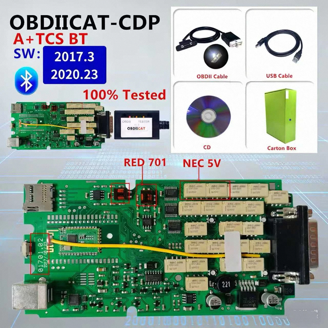 Professional Single PCB OBD2 Car/Truck Diagnostic Tool New VCI TCS PRO Plus USB Bluetooth OBD Scanner 2021.11 / 2020.23 Keygen