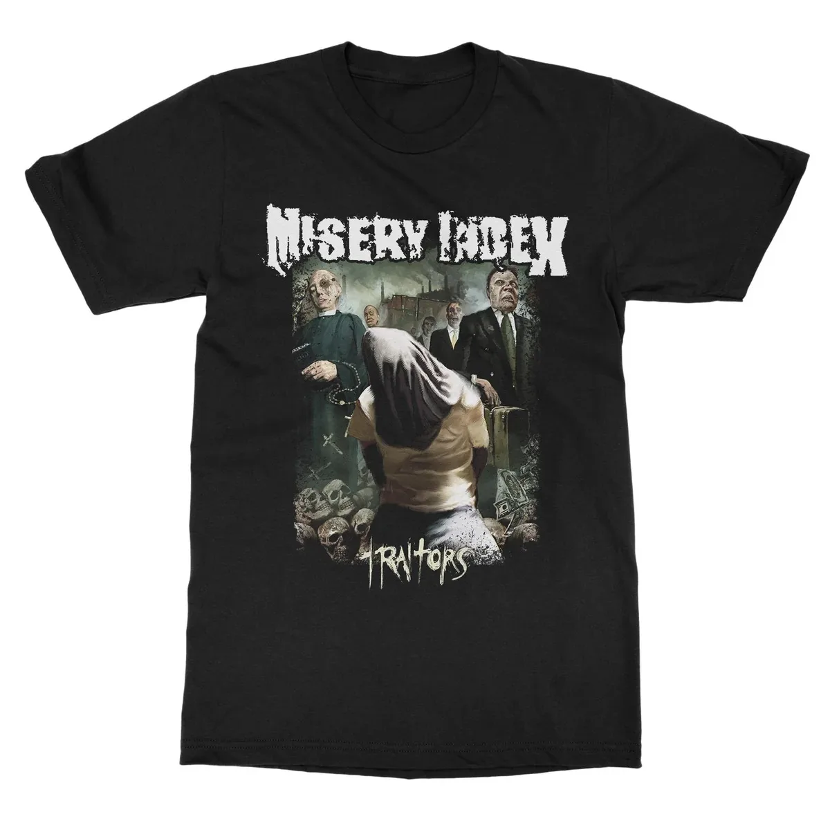 Misery Index Band T‑Shirt,graveyard Zombie Band Sketch Artwork,They Always Come Back Themed Death Metal Fan Collectible Unisex