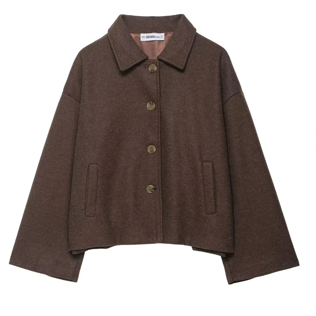 2025 New Autumn Women Fashion Single-Breasted Lapel Pocket Decorate Casual Slim Jacket Female High Street Long Sleeves Coat