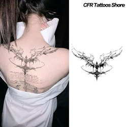 Angel Wings Crown Herbal Juice Tattoo Patch Dark Gothic Style Back Waterproof Temporary Tattoo Durable Fake Tattoo Festival