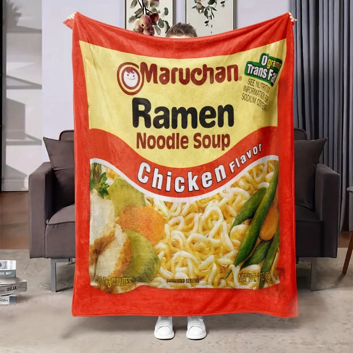 

Ramen Noodle Soup Digital Printed Flannel Blanket Soft Throw Blankets For Car Sofa Couch Bed Office Camping