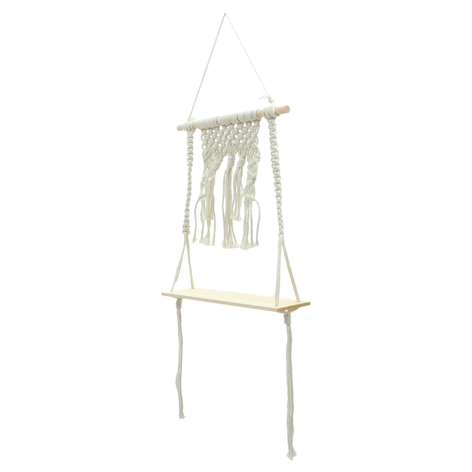 

Wall-mounted Storage Shelves 2 Layers Wooden Hanging Rack 10x35cm Cotton Rope Bohemian Room Decor Plant Shelf Aesthetic