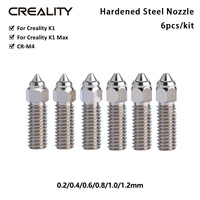 CREALITY Hardened Steel K1 Nozzle 6pcs 0.2/0.4/0.6/0.8/1.0/1.2mm Plated Copper High Temperature Wear Resistant 3D Printer