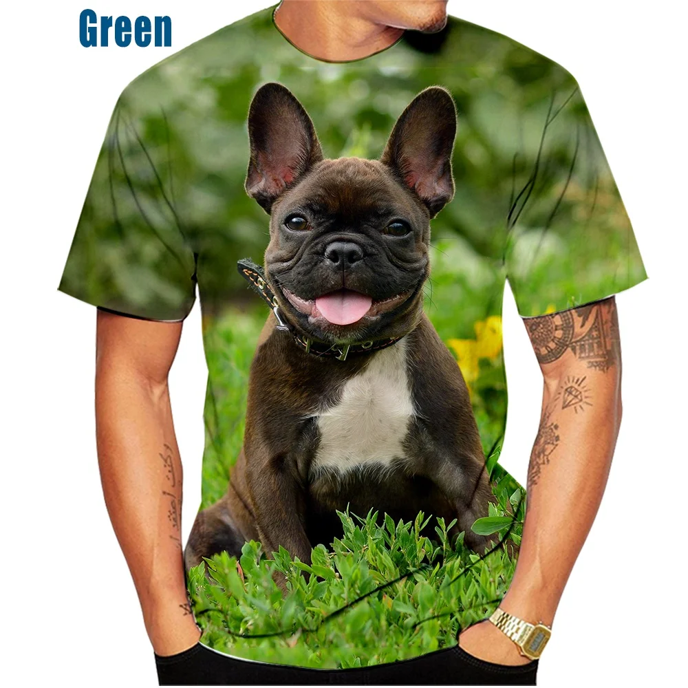 2022 Summer New Fashion Summer Cute French Bulldog 3d Printing Men\'s T-Shirts Ladies Casual Trend Tops Loose Large Size Men\'s