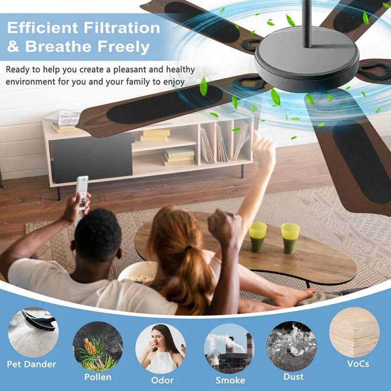 AC93-12 Pack Ceiling Fan Filters, Transform Your Fan Into A Powerful Air Purifier, Captures Dust, Pollen, Pet Dander