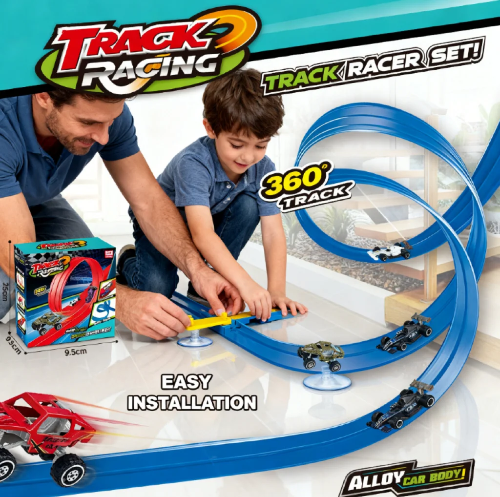 

Montessori DIY Track Toy: 4M Flexible Racing Rail with Electric Car, STEM Logic Training Construction Set, Educational Gift