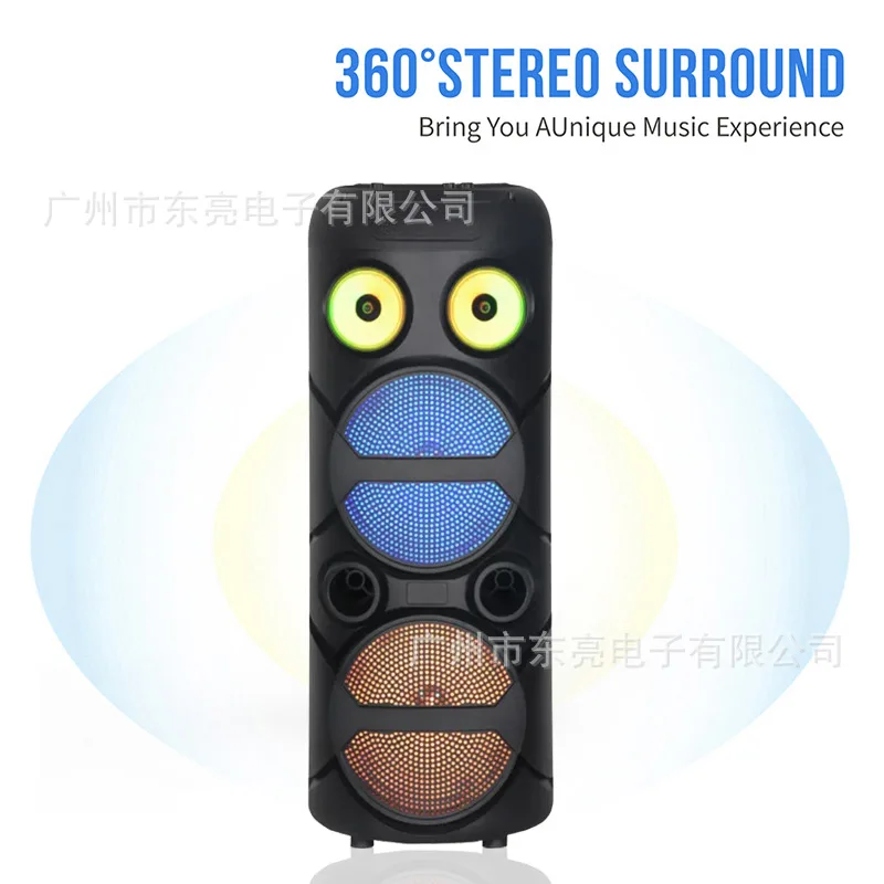 Cross-border Out Of The Philippines, Indonesia, Portable Cylinder, Double 8-inch With Tweeter, Wireless Microphone, High-power S